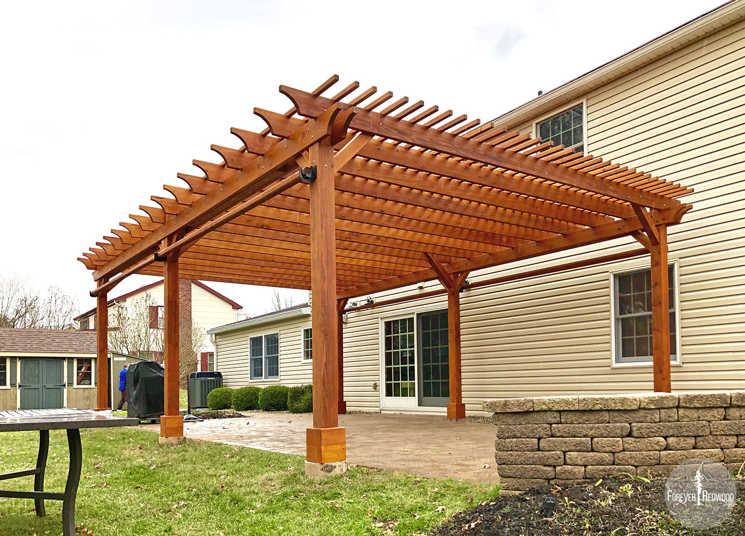 The Traditional Wooden Garden Pergola, Custom Made from Redwood